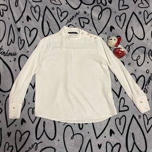 Zara white Blouse with pearls NWTAGS